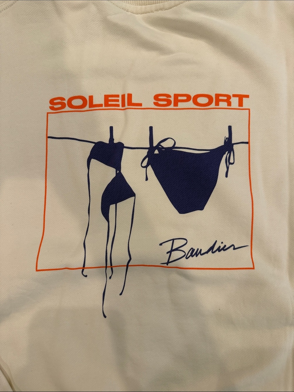 NWT Bandier Cream Crewneck Sweatshirt Size Large